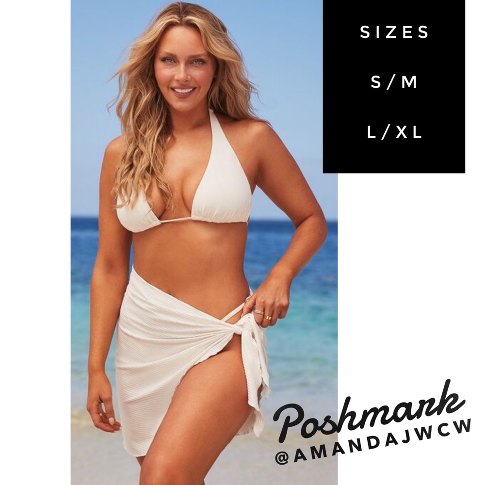 NWT Camille Kostek Beach Ribbed Sarong in White- Brand New with Tags